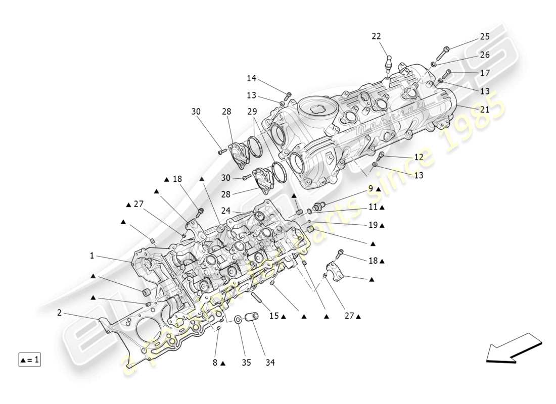 maserati levante (2018) lh cylinder head part diagram