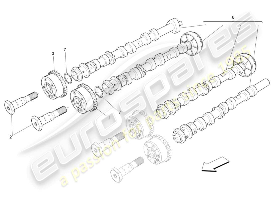 maserati levante (2018) rh cylinder head camshafts part diagram