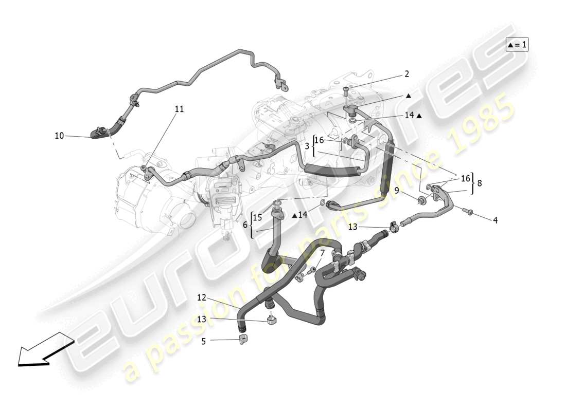 maserati grecale gt (2023) turbocharging system: lubrication and cooling part diagram