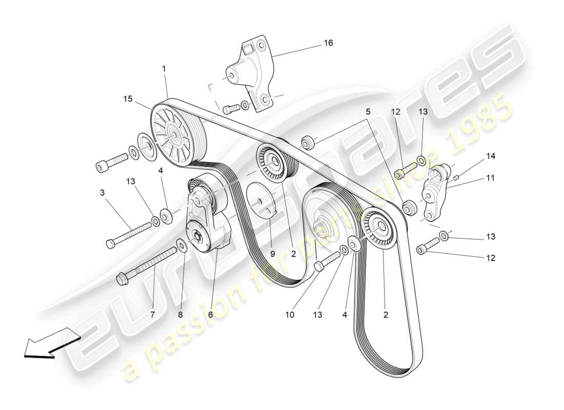 maserati levante modena (2022) auxiliary device belts part diagram