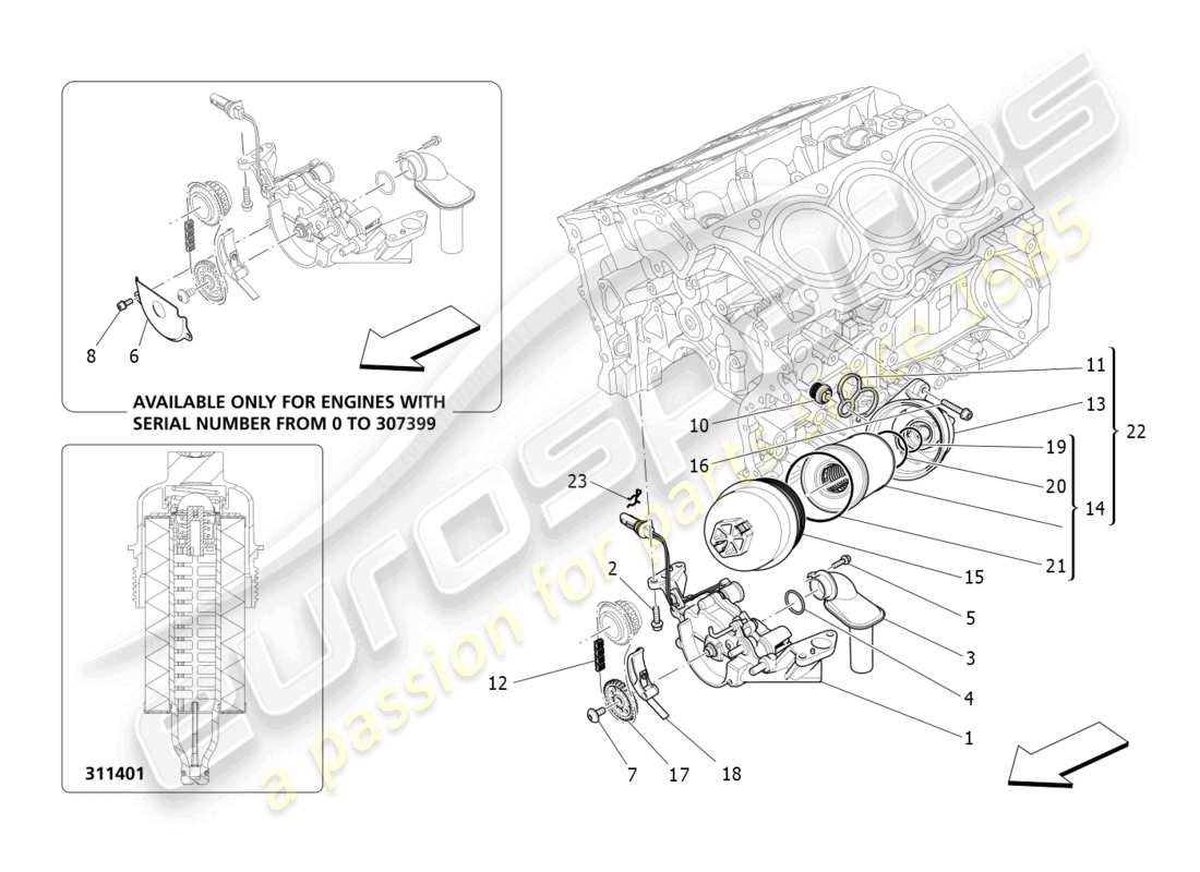 maserati levante (2018) lubrication system: pump and filter part diagram