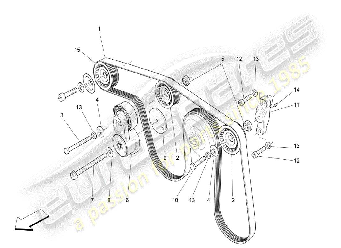 maserati ghibli (2019) auxiliary device belts part diagram