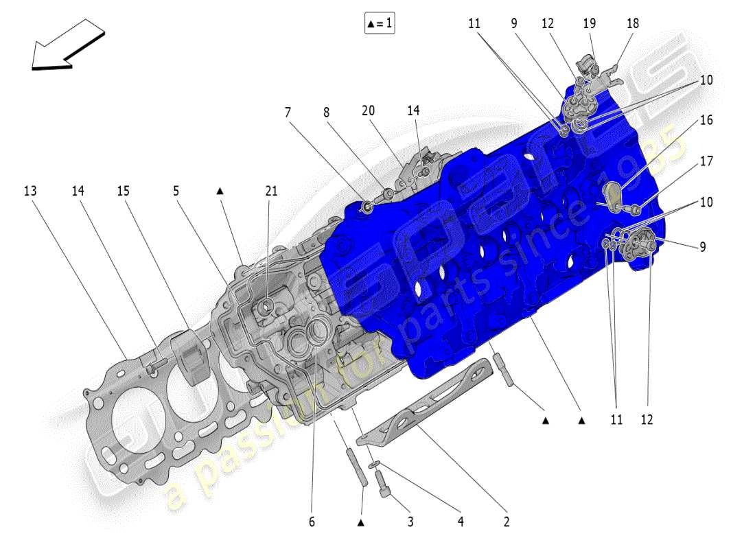 maserati mc20 (2024) lh cylinder head parts diagram