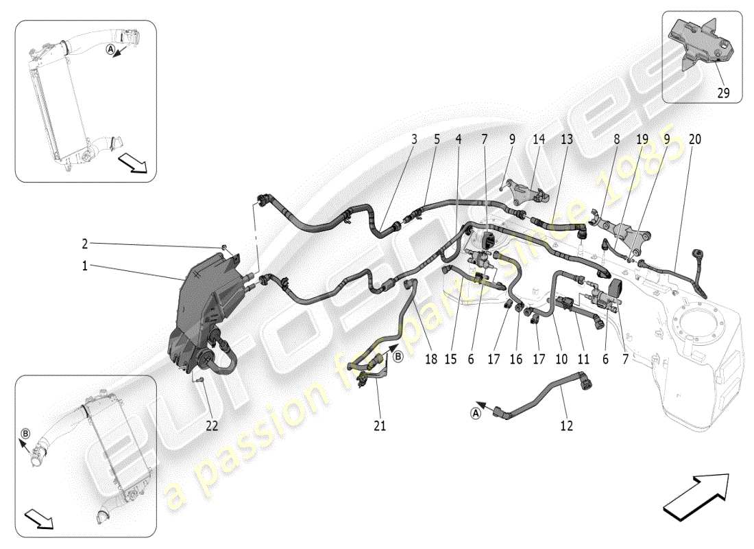 maserati mc20 (2024) fuel vapour recirculation system part diagram