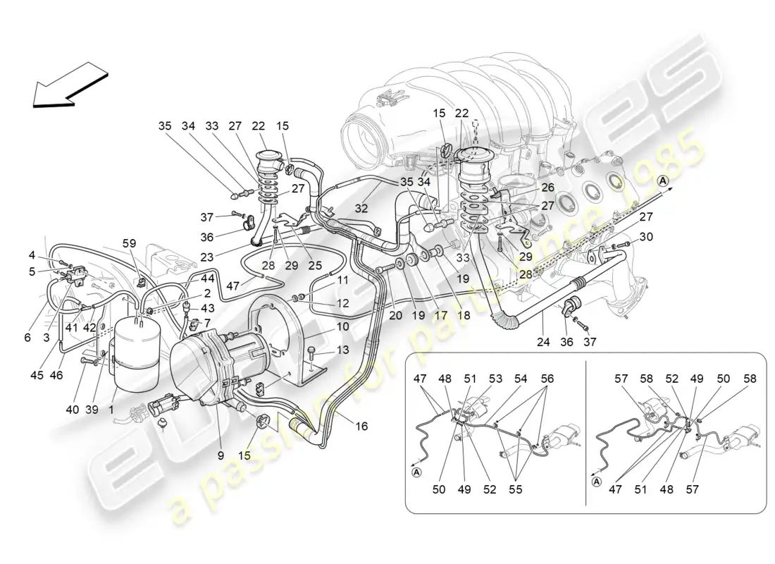 maserati granturismo (2010) additional air system parts diagram