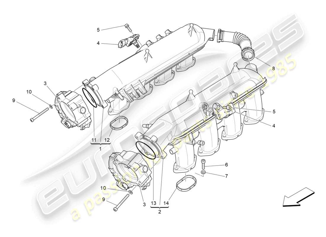 maserati levante trofeo (2020) intake manifold and throttle body parts diagram