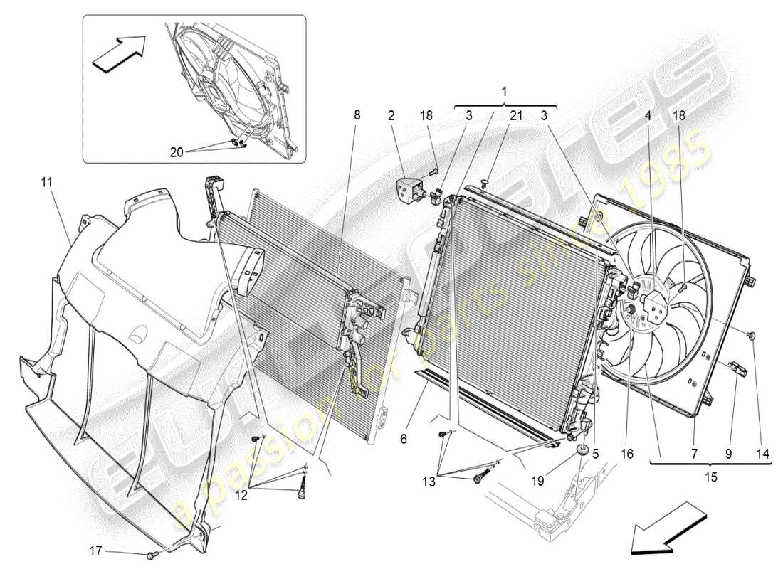 maserati ghibli (2019) cooling: air radiators and ducts part diagram