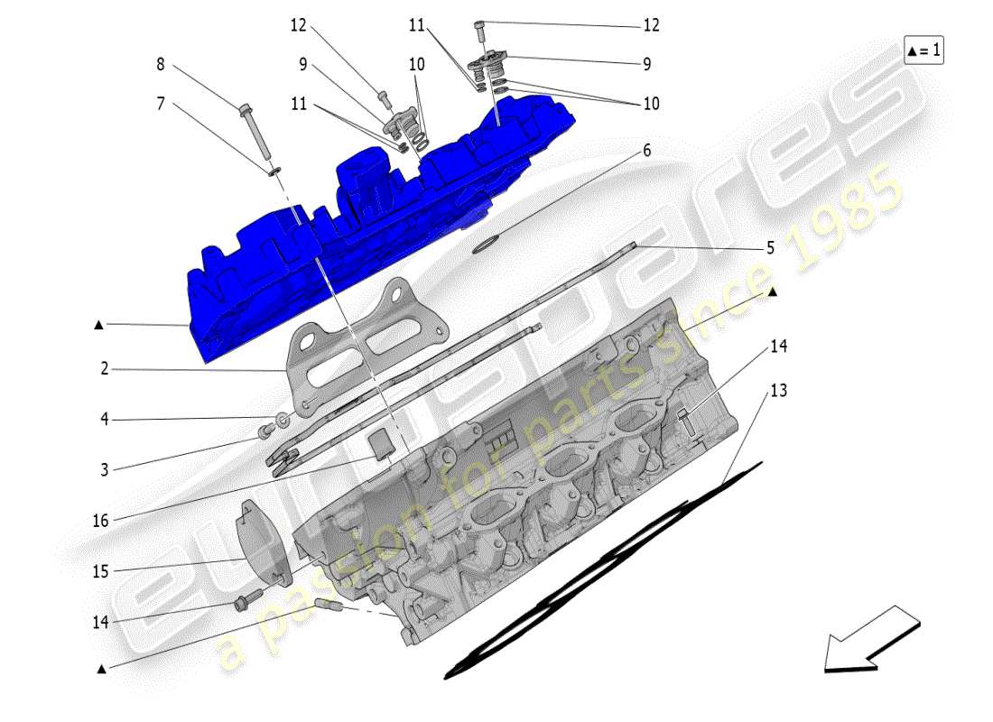maserati mc20 (2024) rh cylinder head parts diagram