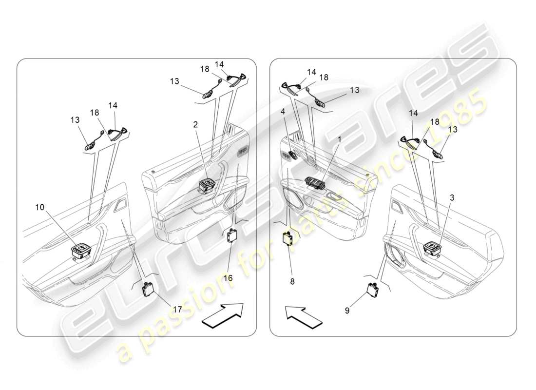 maserati ghibli (2018) door devices part diagram