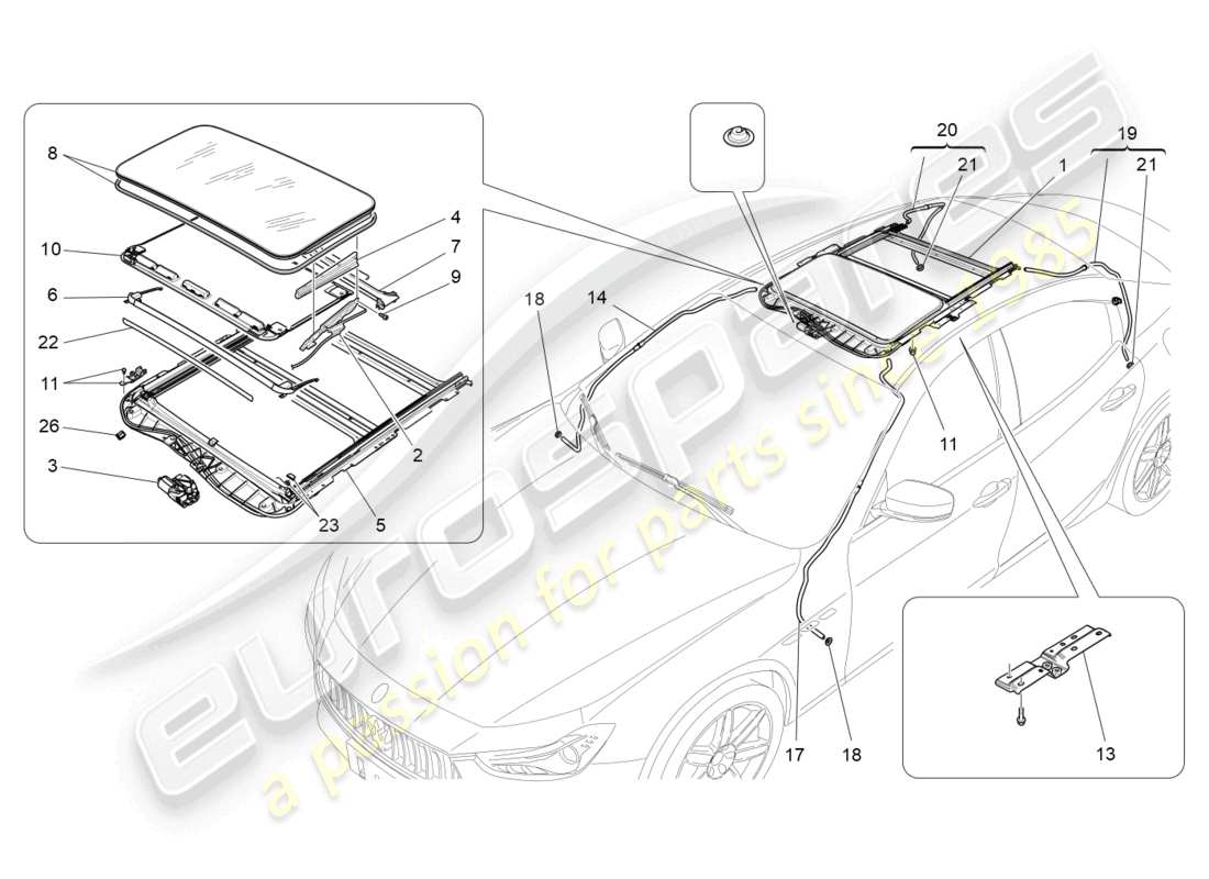 a part diagram from the maserati ghibli (2016) parts catalogue