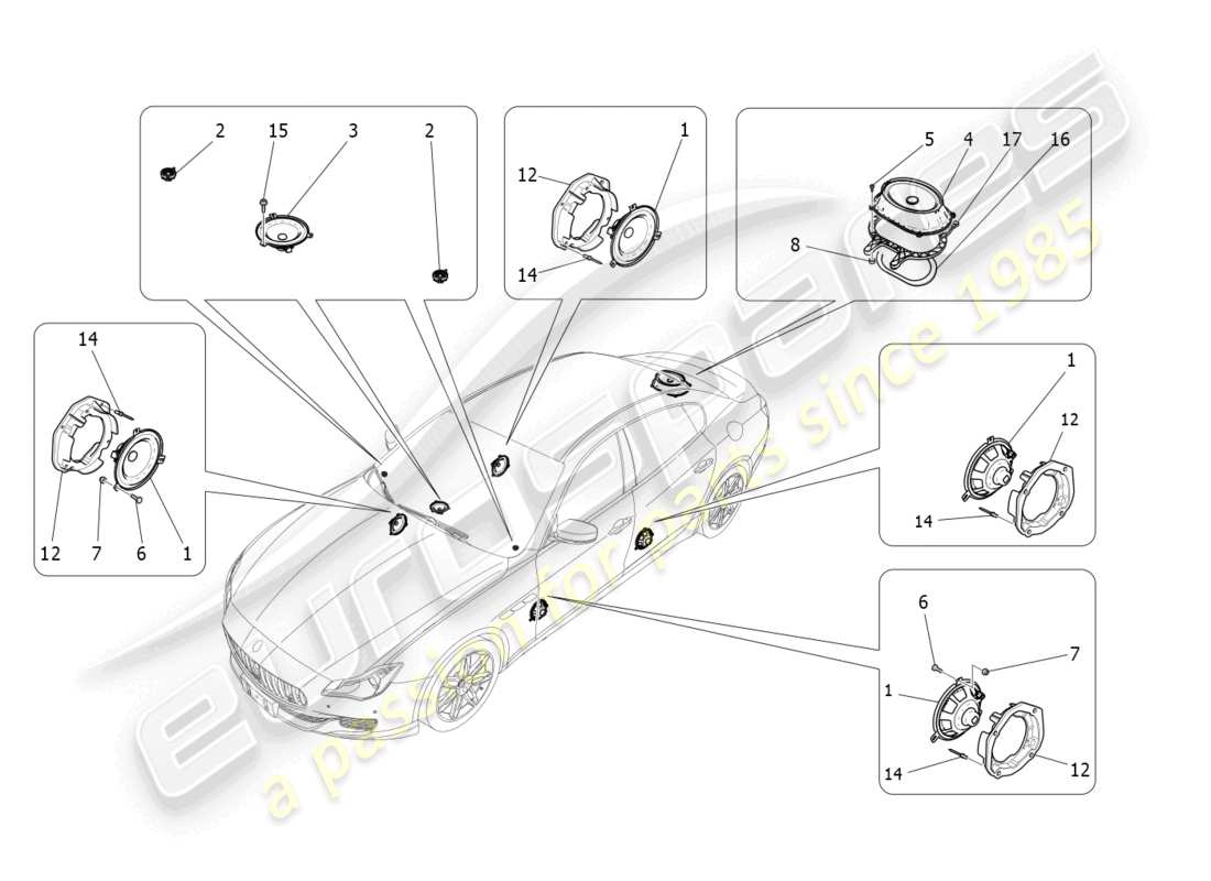 a part diagram from the maserati quattroporte m156 (2017 onwards) parts catalogue