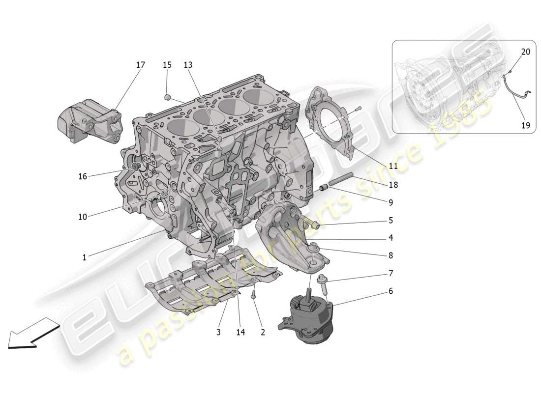 maserati grecale gt (2023) crankcase part diagram