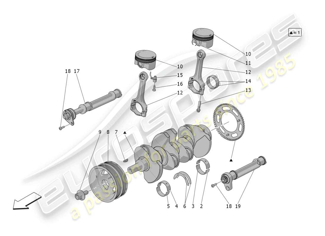 maserati grecale gt (2023) crank mechanism part diagram