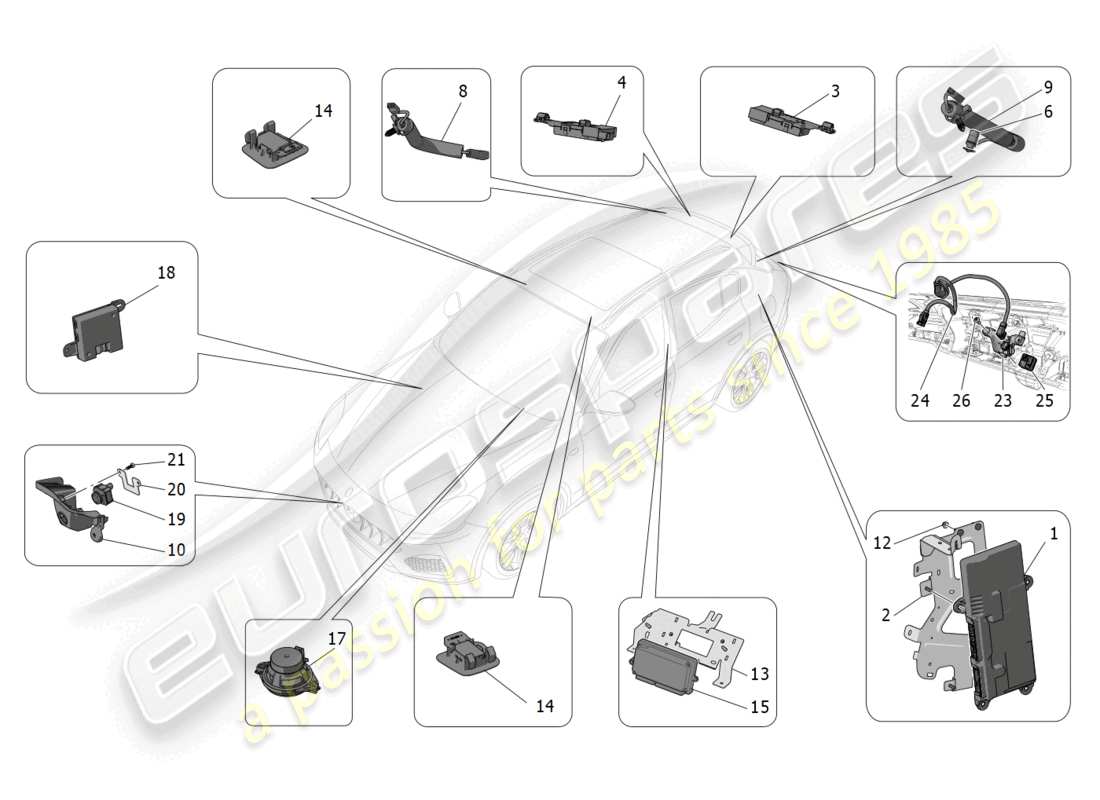 a part diagram from the maserati grecale gt (2023) parts catalogue