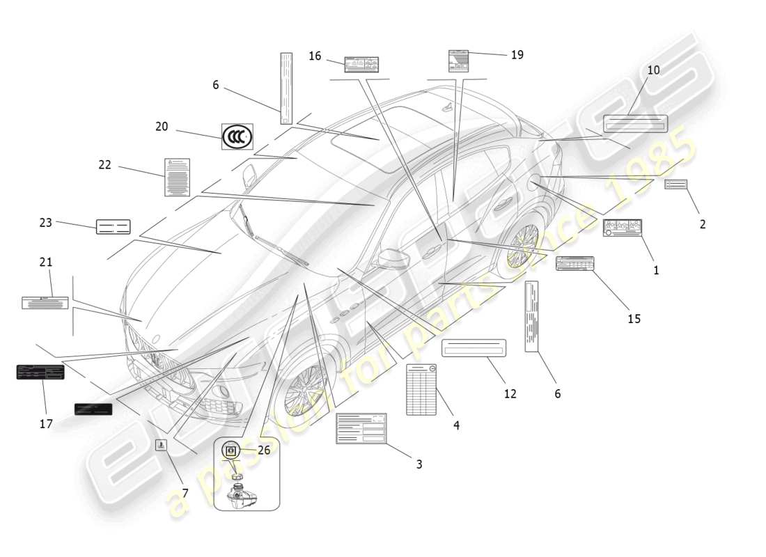 a part diagram from the maserati levante (2020) parts catalogue