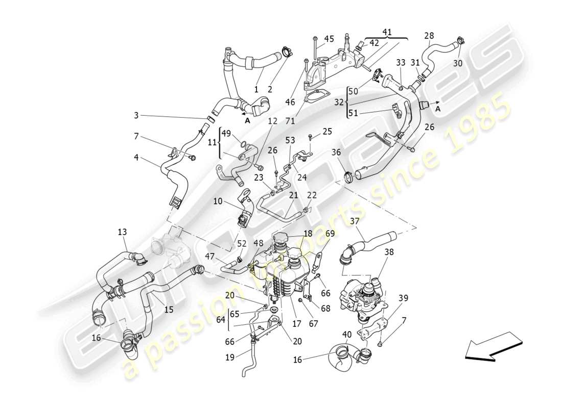 a part diagram from the maserati levante gt (2022) parts catalogue