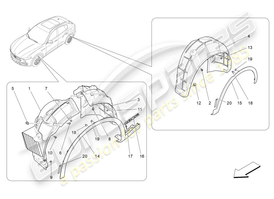 a part diagram from the maserati levante (2020) parts catalogue
