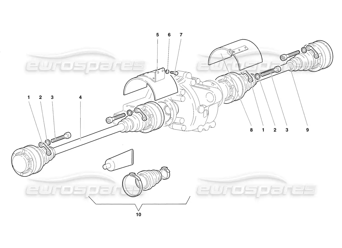lamborghini diablo sv (1998) driveshafts and propeller shaft parts diagram