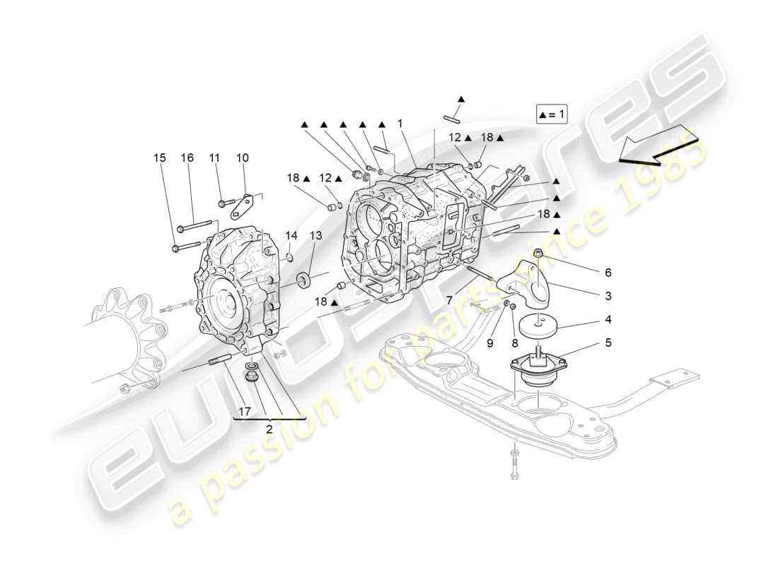 maserati granturismo mc stradale (2013) gearbox housings part diagram
