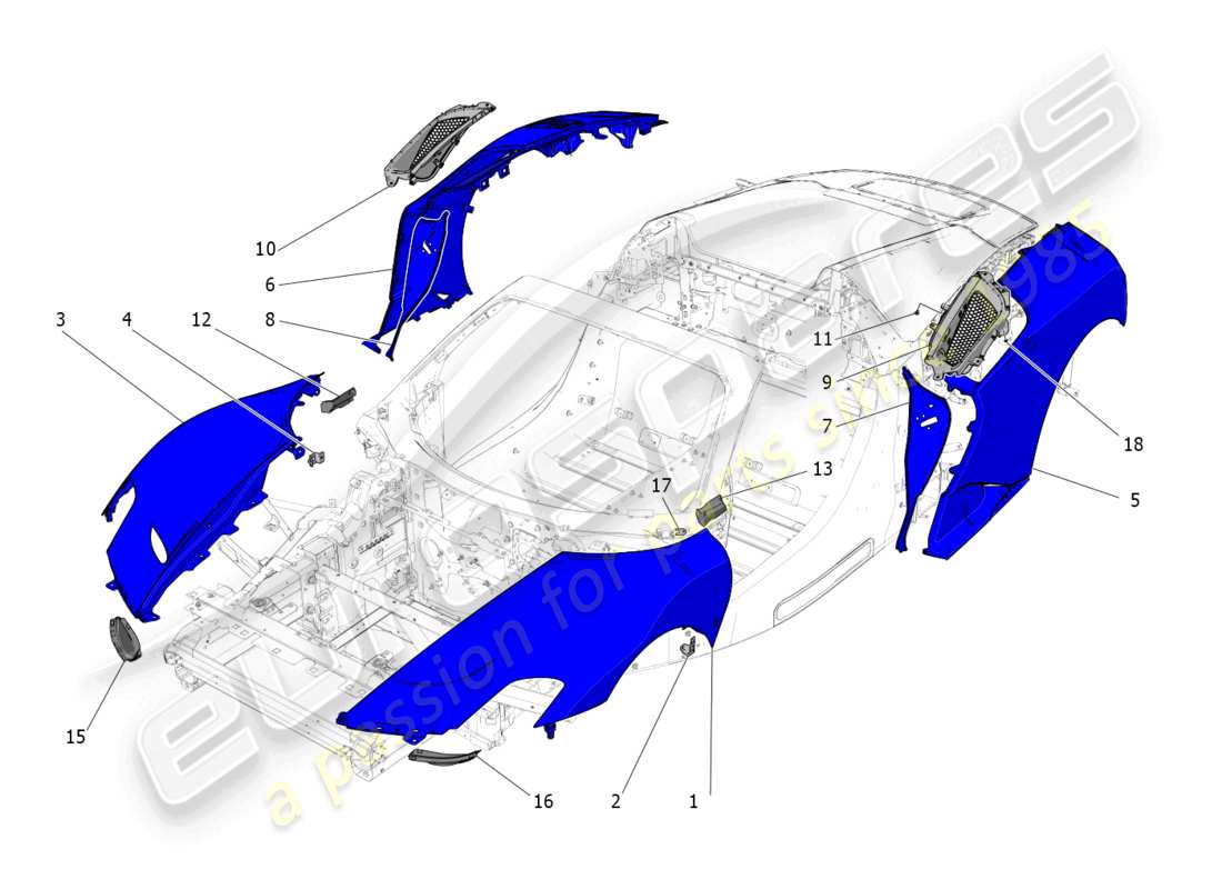 a part diagram from the maserati mc20 parts catalogue