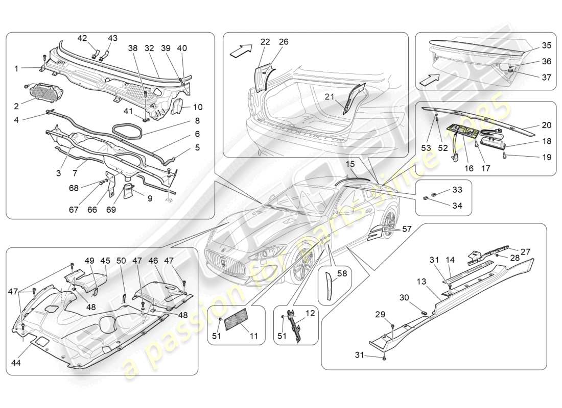a part diagram from the maserati granturismo mc stradale (2013) parts catalogue