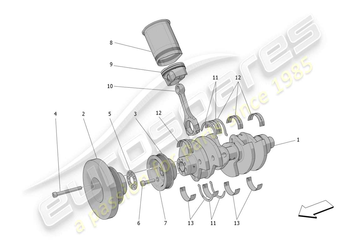 maserati mc20 (2022) crank mechanism part diagram