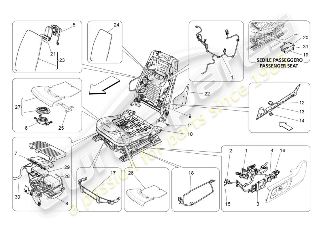 a part diagram from the maserati quattroporte m156 (2017 onwards) parts catalogue