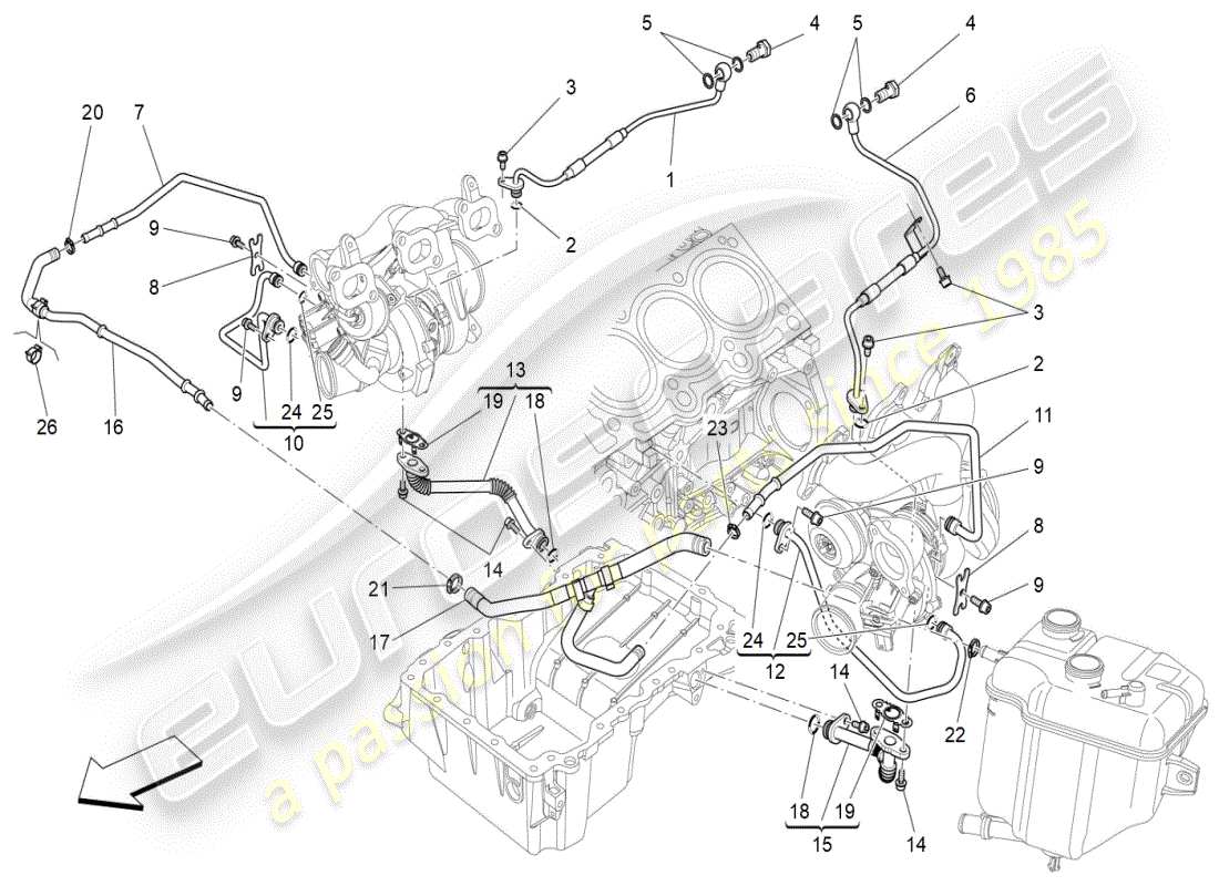 a part diagram from the maserati ghibli (2017 onwards) parts catalogue
