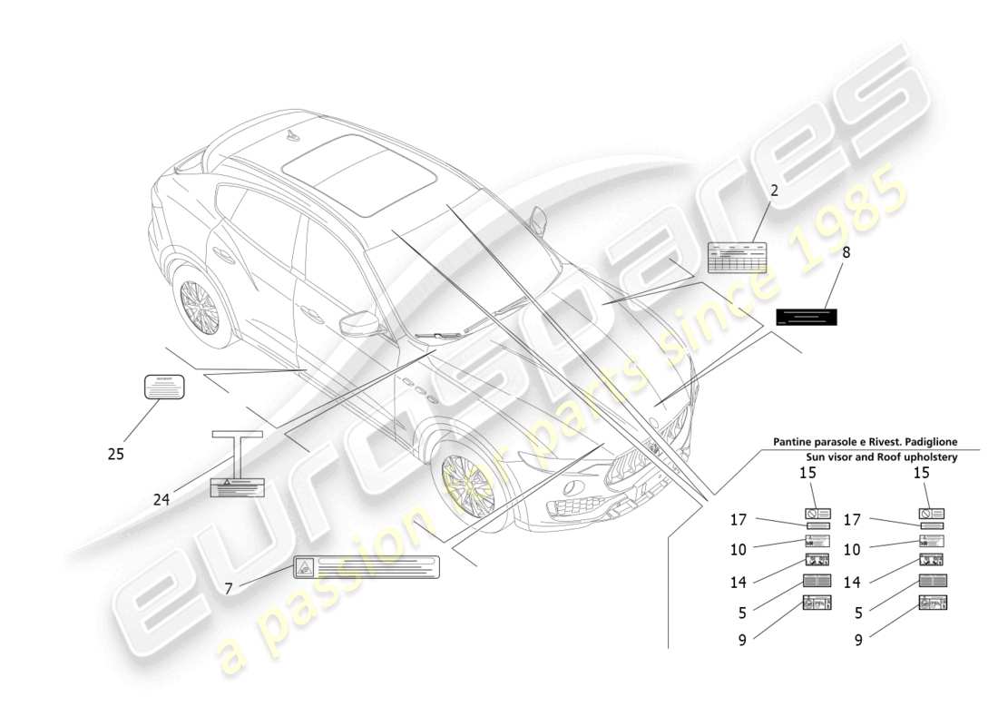 a part diagram from the maserati levante parts catalogue