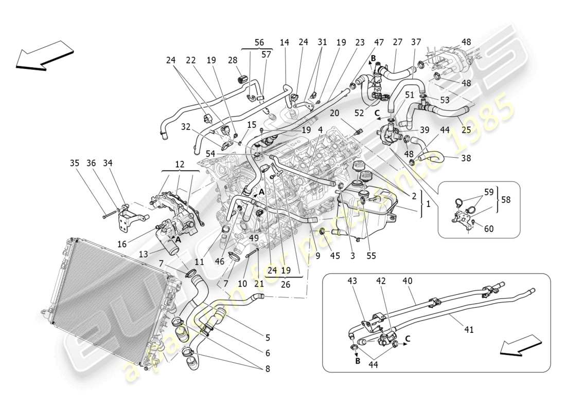 a part diagram from the maserati quattroporte m156 (2017 onwards) parts catalogue
