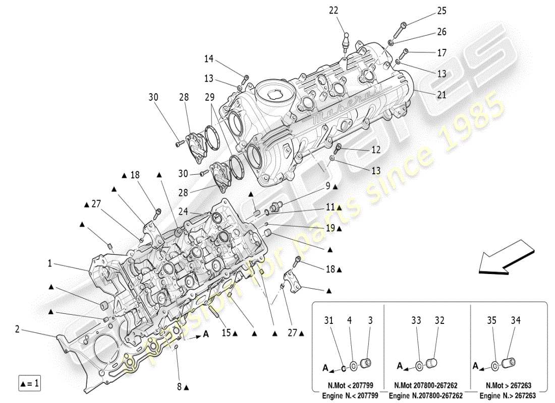 a part diagram from the maserati ghibli (2017 onwards) parts catalogue