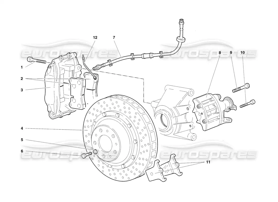 lamborghini diablo sv (1998) rear brakes parts diagram