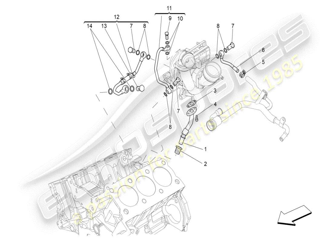 a part diagram from the maserati ghibli (2017 onwards) parts catalogue