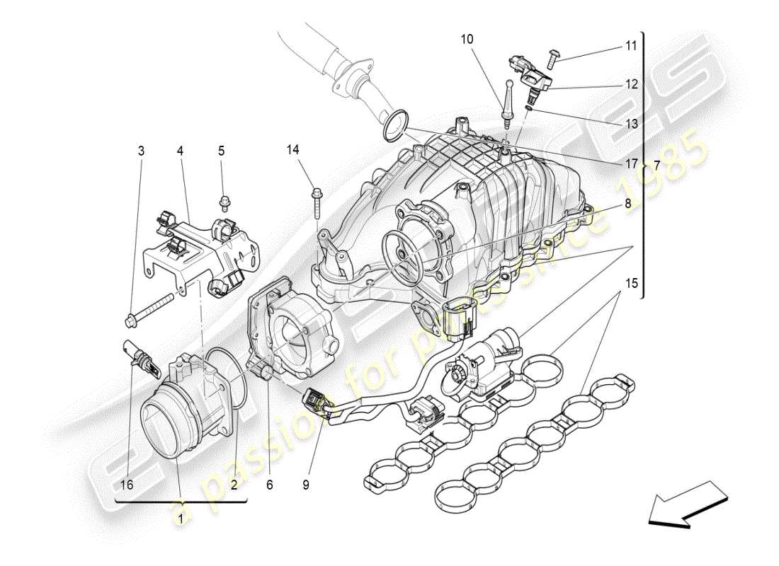 a part diagram from the maserati ghibli (2017 onwards) parts catalogue
