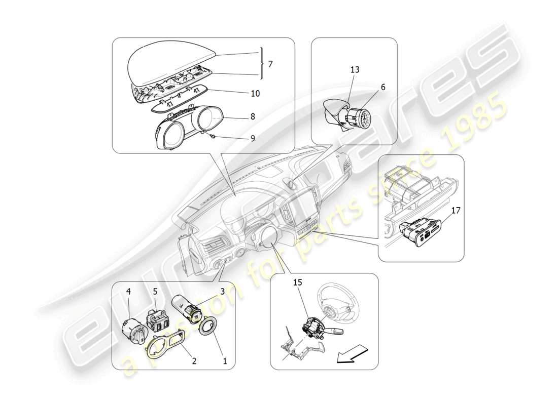 maserati ghibli (2018) dashboard devices part diagram