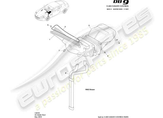 a part diagram from the aston martin db9 (2011) parts catalogue