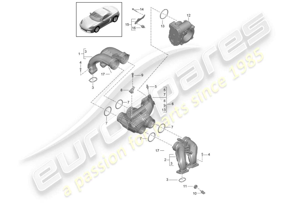 a part diagram from the porsche boxster parts catalogue