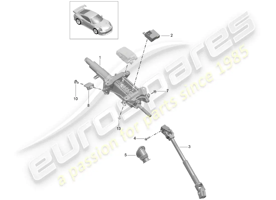 porsche 2015 (991-1 turbo) steering column parts diagram