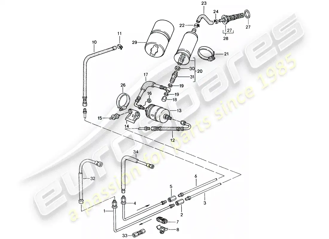 porsche 1990 (944) fuel system parts diagram