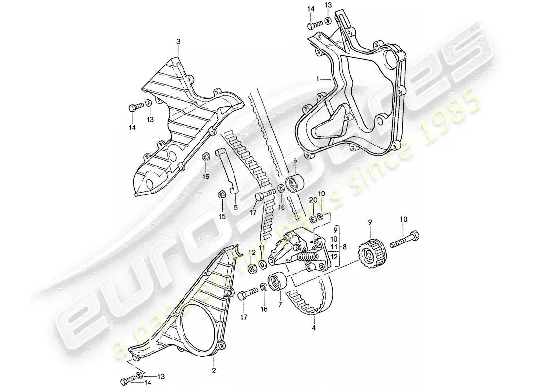 porsche 1990 (944) driving mechanism - camshaft parts diagram