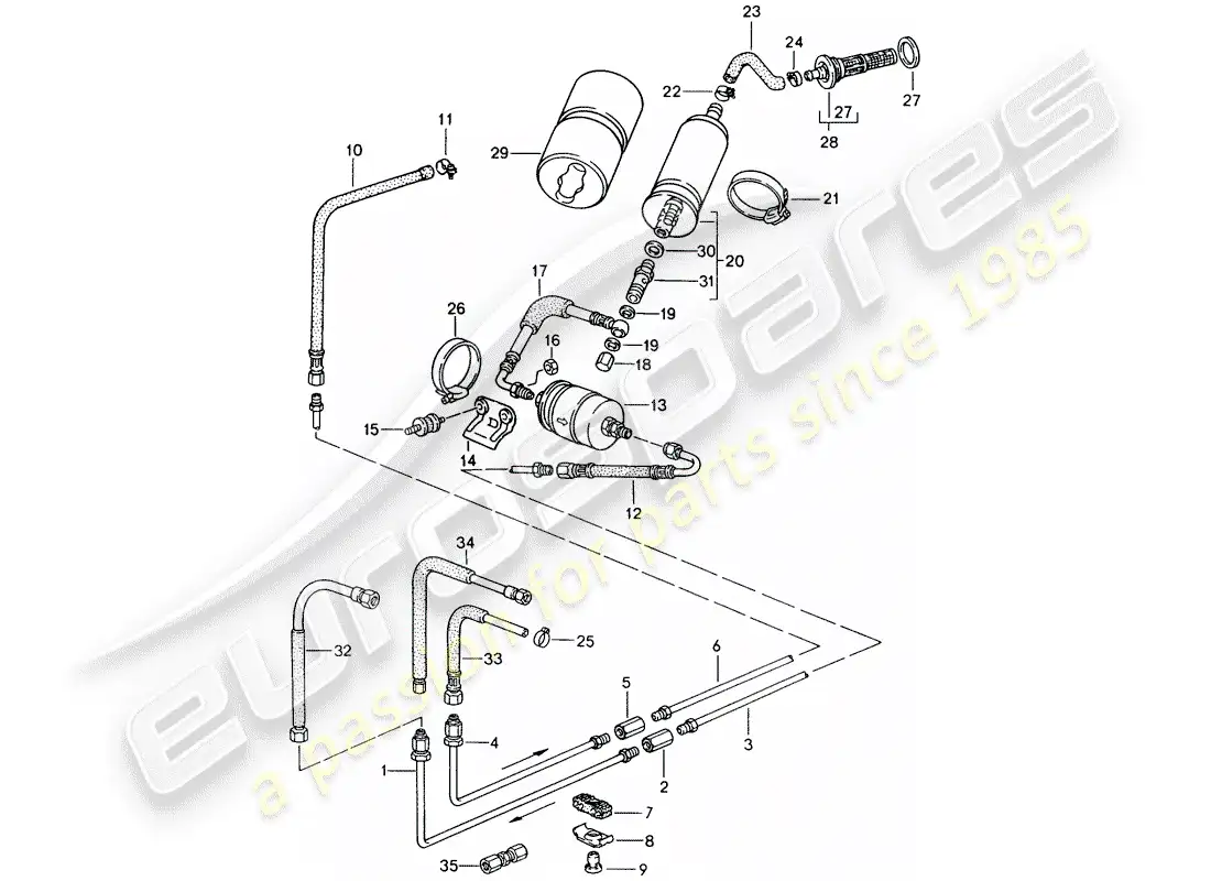 porsche 1986 (944) fuel system parts diagram