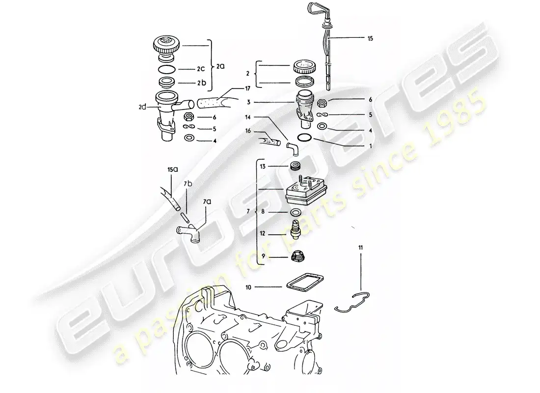 porsche 1973 (914) engine lubrication - filler neck - bleeding parts diagram