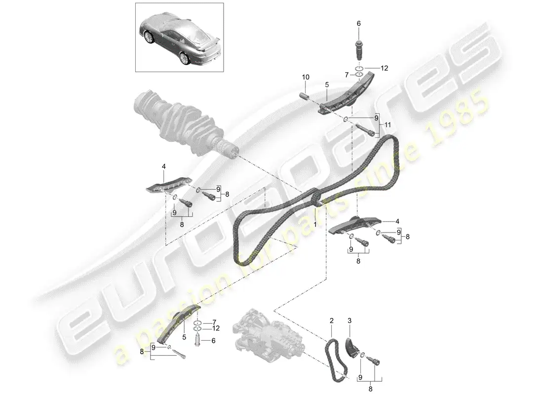 porsche 2015 (991-1 r/gt3/rs) tensioner - chain parts diagram