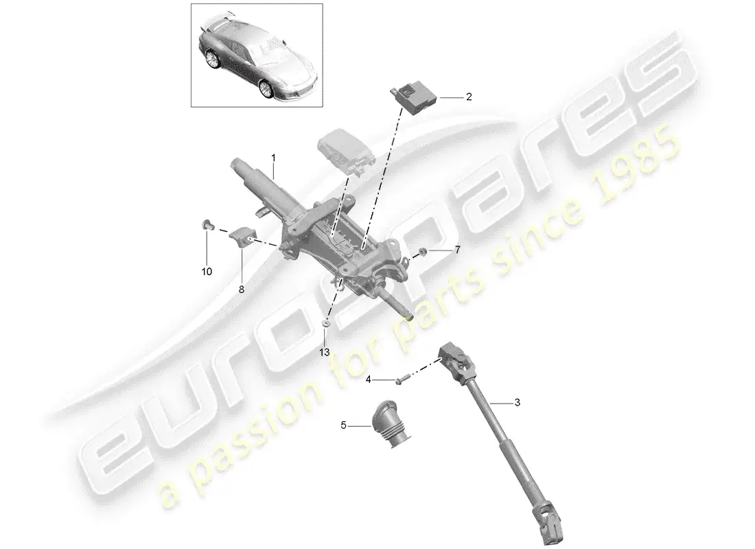 porsche 2015 (991-1 r/gt3/rs) steering column parts diagram