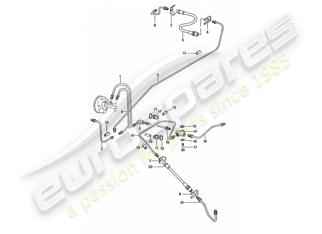 porsche 1976 (911 turbo) brake lines - for vehicles with - brake booster parts diagram