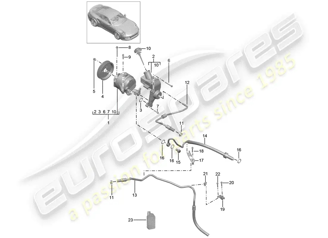 porsche 2015 (991-1 turbo) hydraulic line parts diagram