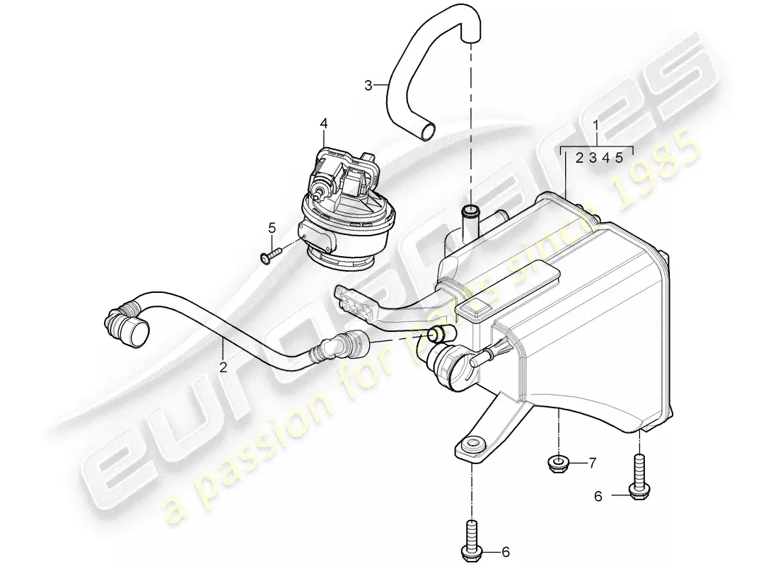 porsche 2004 (cayenne e1 9pa) evaporative emission canister parts diagram