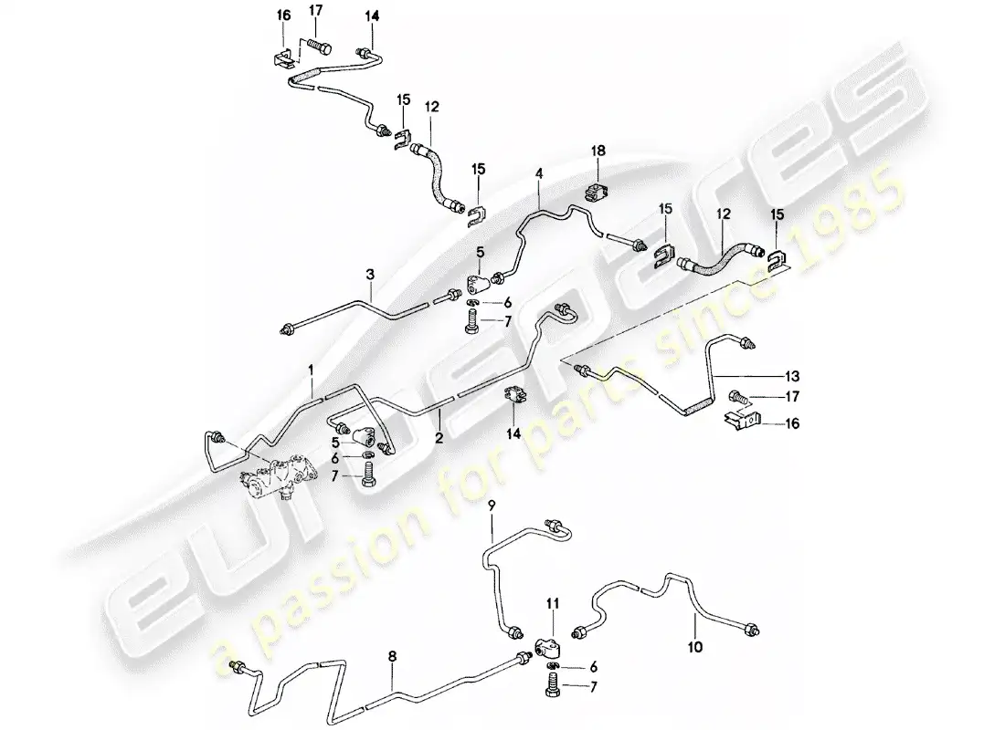 porsche 1985 (924) brake lines parts diagram