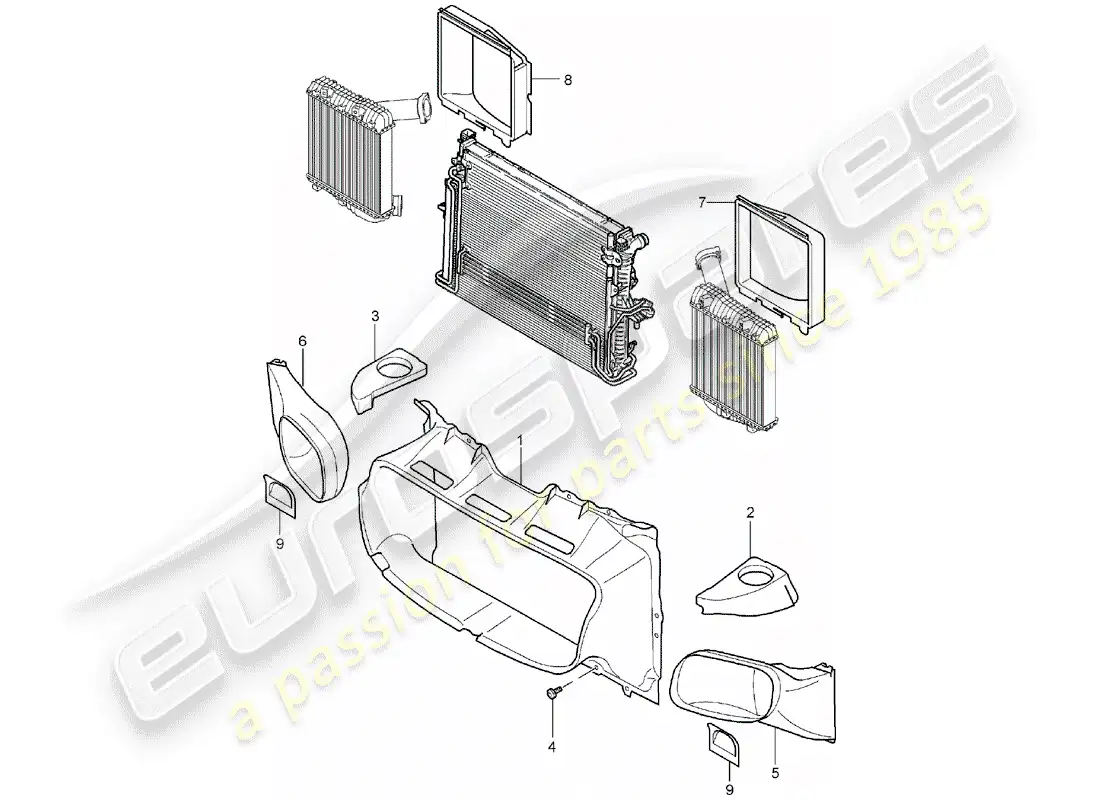 porsche 2005 (cayenne e1 9pa) air duct parts diagram