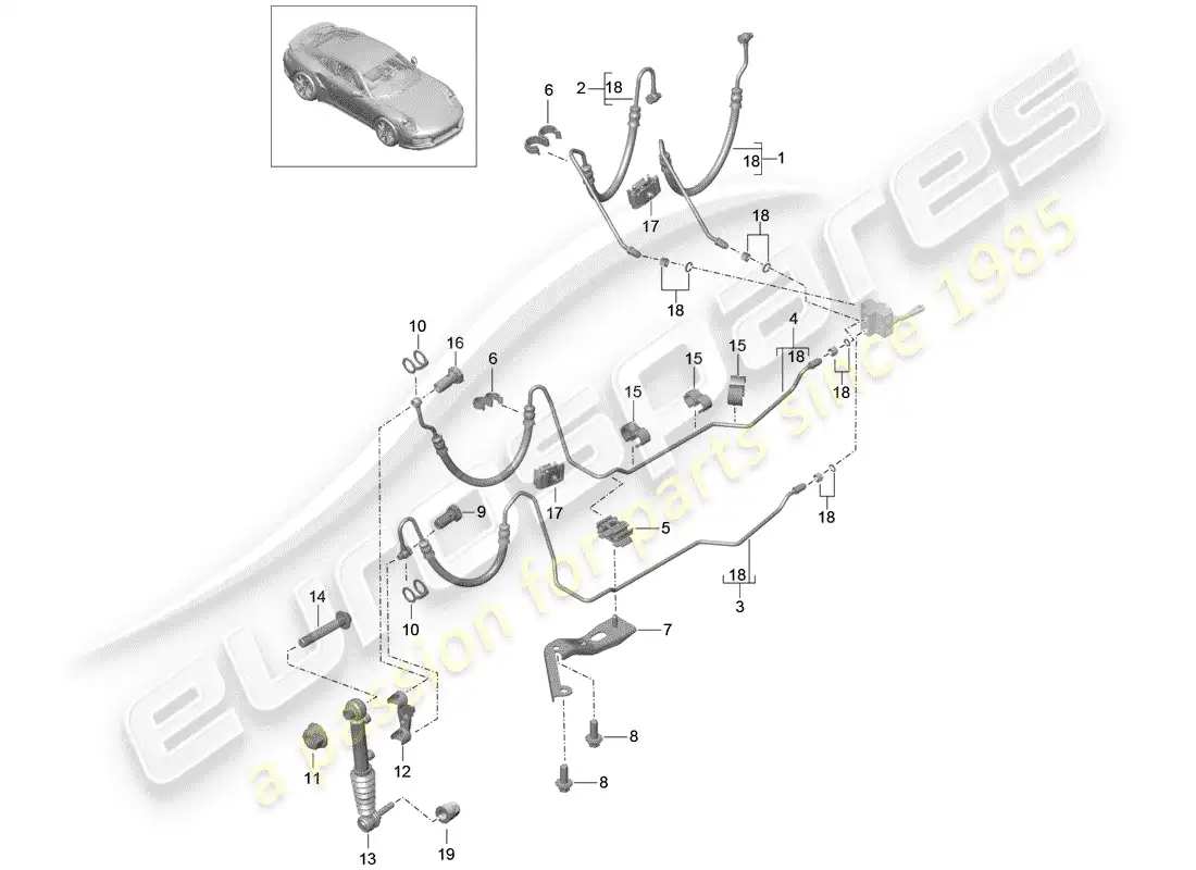 porsche 2015 (991-1 turbo) hydraulic line parts diagram